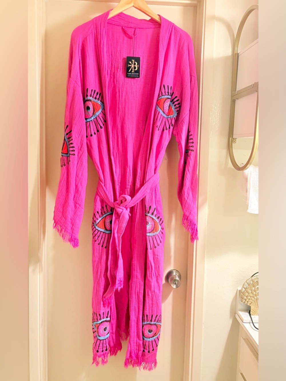 Bright Pink Embroidered Eye Robe - Women Intimates & Sleepwear - Picture 4 of 5